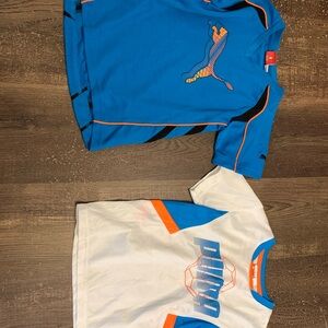 Puma Kids Blue and White Tees with Orange Accents